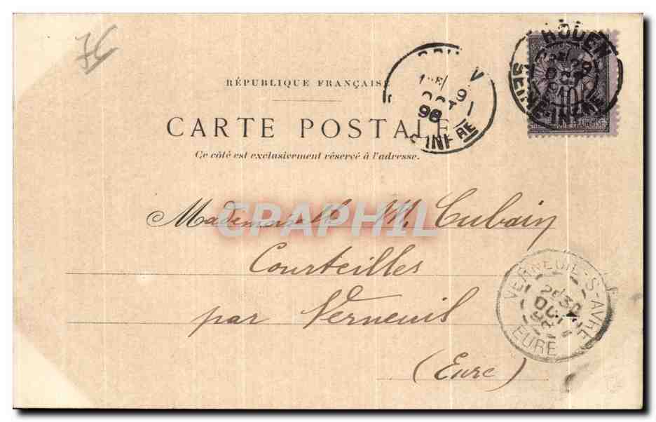 CPA Rouen Facade de la Cathedrale Carte 1898 Rare — Verso