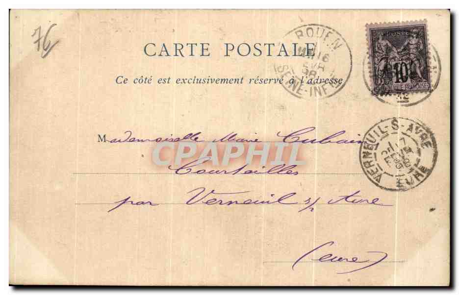 CPA Rouen Le Palais de Justice Carte 1898 — Rückseite