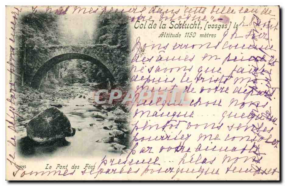CPA Col de la Schlucht Le Pont des Fees Carte 1898 Rare