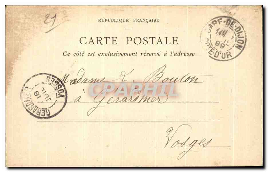 CPA Dijon L Hotel de Ville carte 1899 — Rückseite