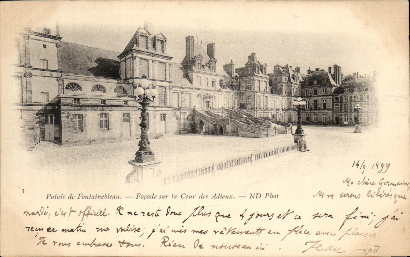 CPA Palais de Fontainebleau Facade sur la Cour des Adieux carte 1899
