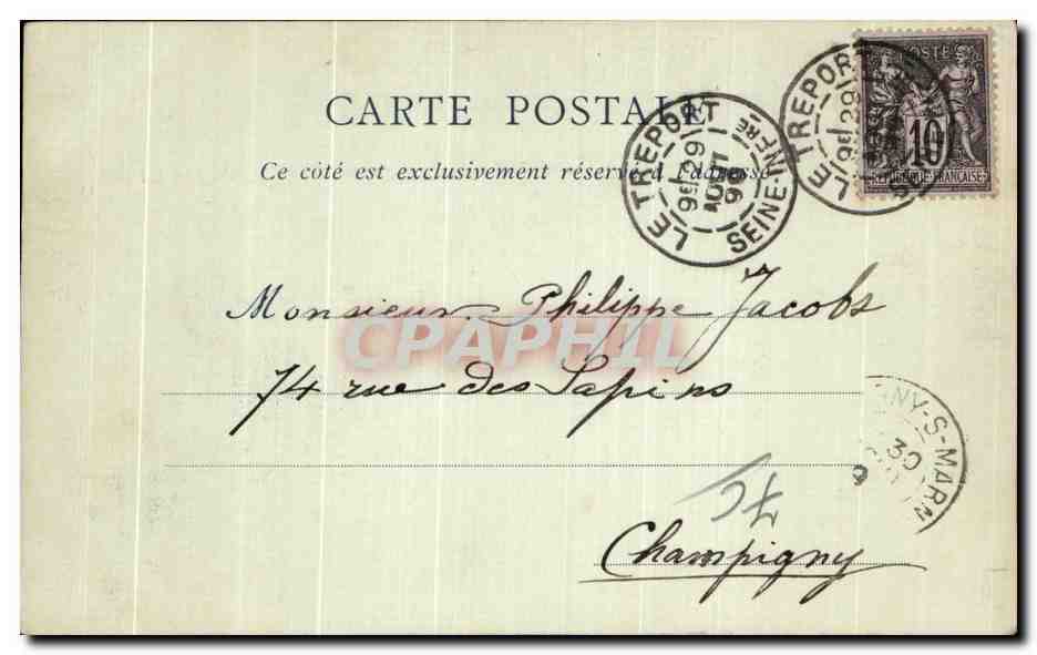CPA Le Treport Le Port et I Eglise Saint Jacques Carte 1899 — Rückseite