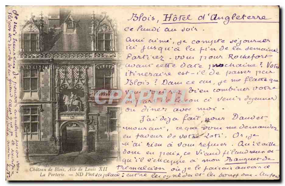 CPA Chateau de Blois Aile de Louis XII La Porterie Carte 1899