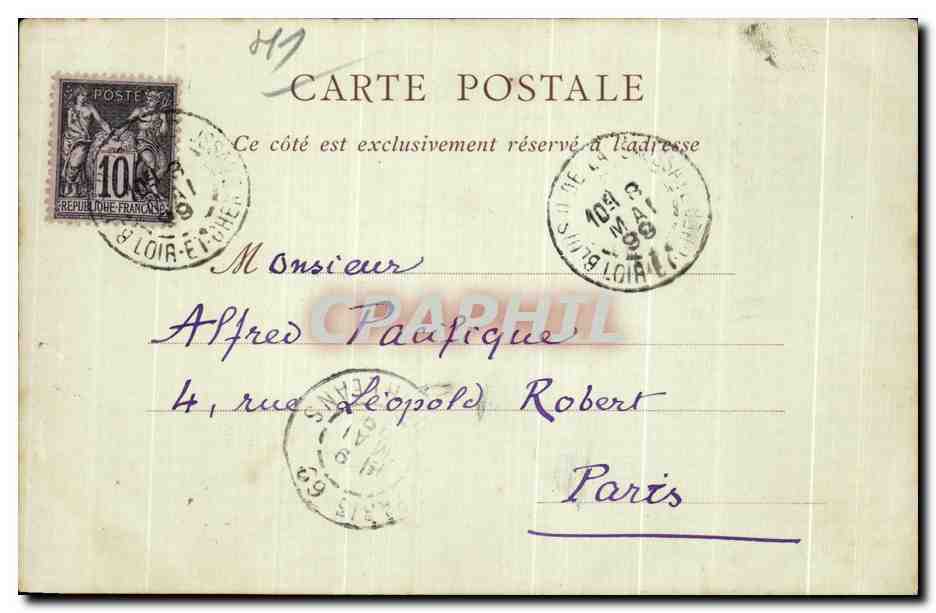 CPA Chateau de Blois Aile de Louis XII La Porterie Carte 1899 — Verso