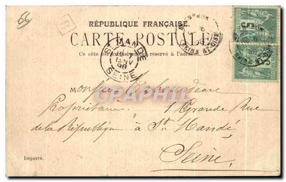 CPA Chateau Saint Germain et Statue de Thierscarte 1898 — Verso