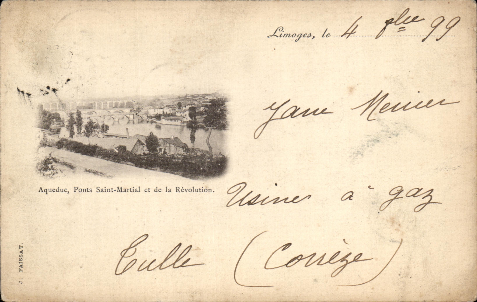 CPA Limoges Aqueduc Ponts Saint Martial et de la Revolution carte 1899