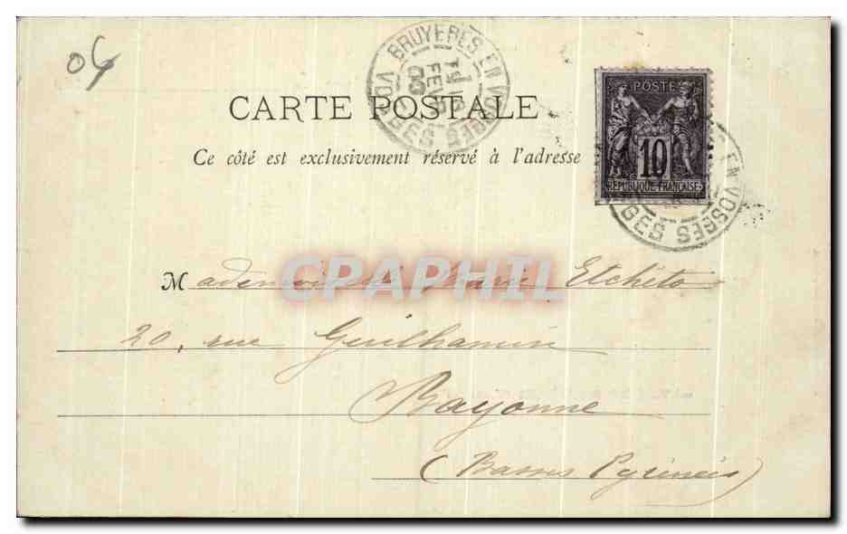 CPA Vue De Bruyeres Carte 1900 — Rückseite
