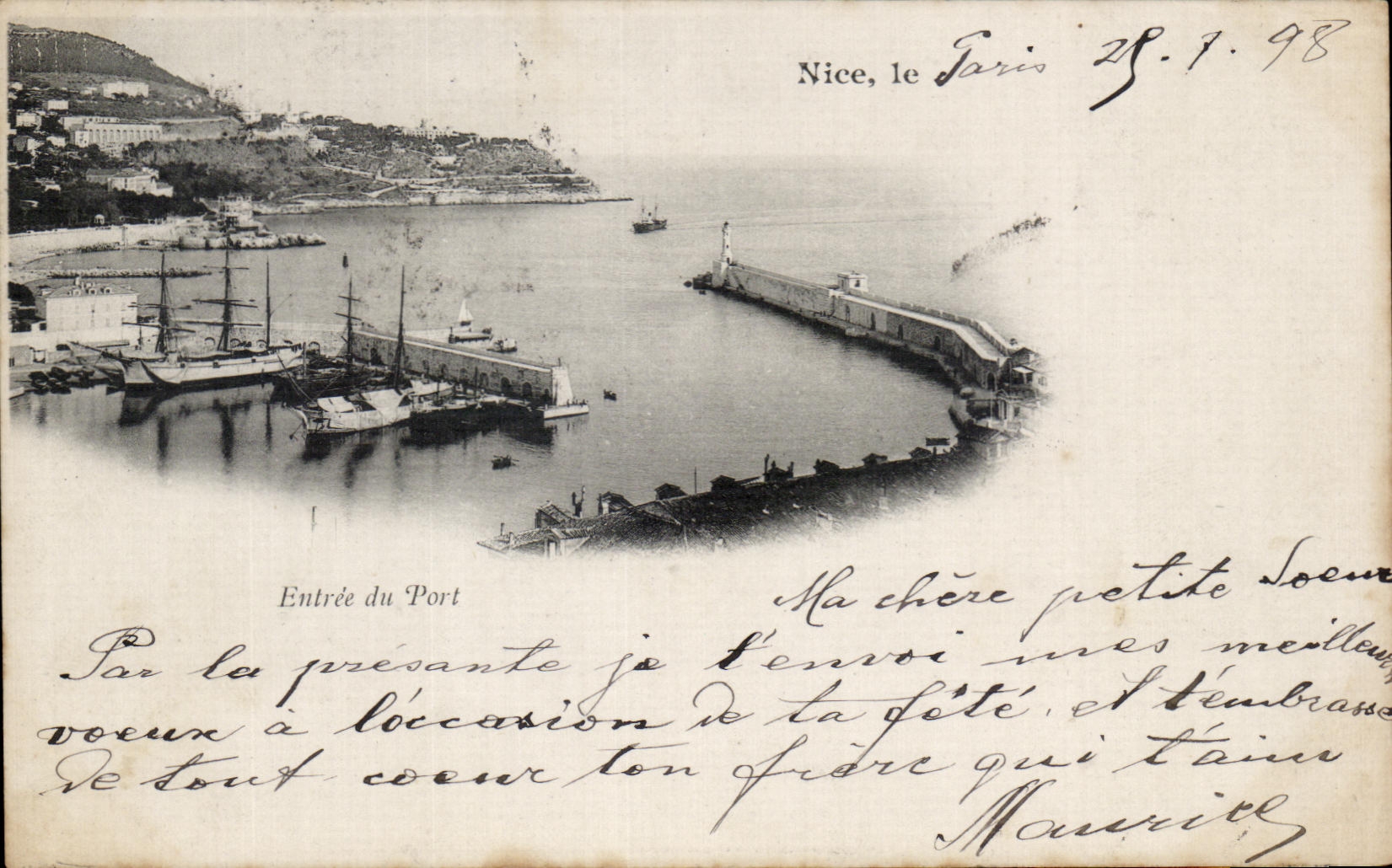 CPA Nice Entree du Port Carte 1898 Bateau