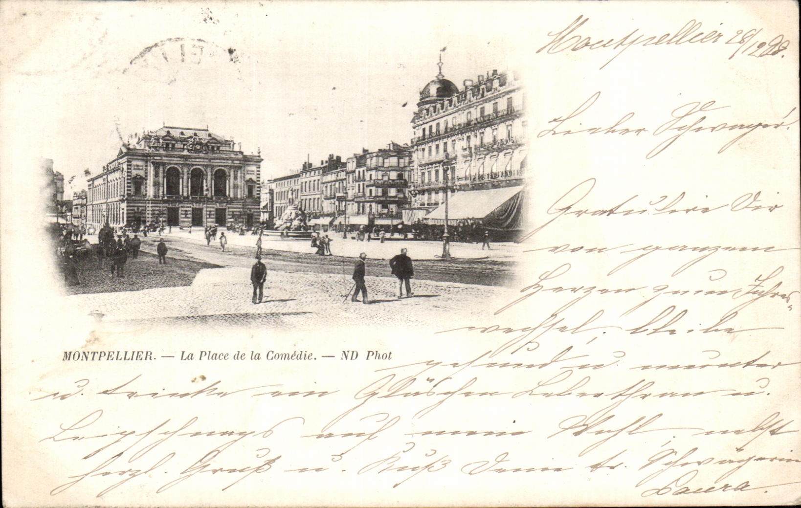 CPA Montpellier La Place de la Comedie Carte 1898