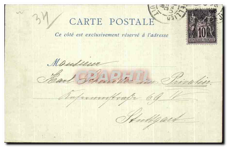 CPA Montpellier La Place de la Comedie Carte 1898 — Rückseite
