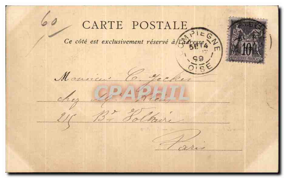CPA Chateau de Pierrefonds Cote Nord carte 1899 — Rückseite