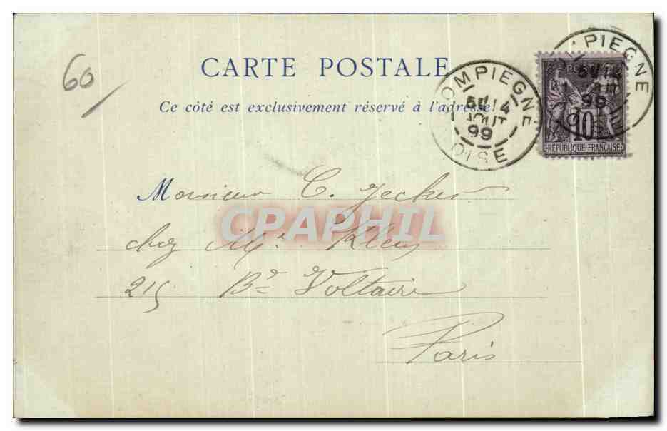 CPA Chateau de Pierrefonds Vue prise du Lac Carte 1899 — Rückseite
