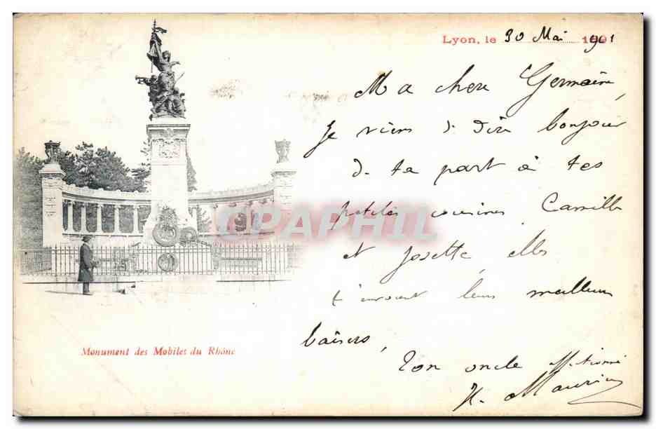 CPA Lyon Monument des Mobiles du Rhone Carte precurseur