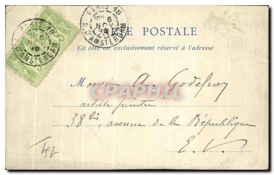 CPA Falaise Statue de Guillaume le Conquerant Carte 1899 Cheval Horse — Reverso