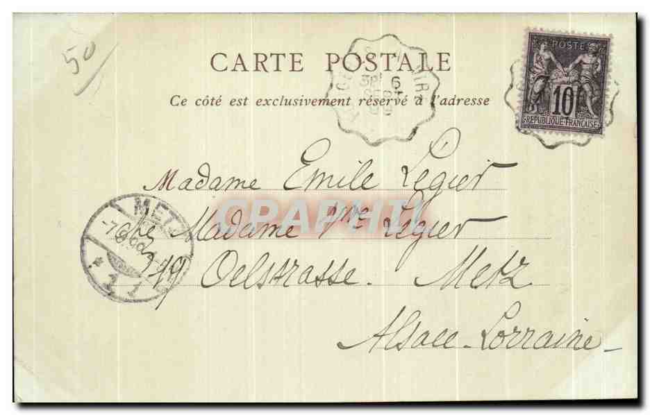 CPA Abbaye du Mont Saint Michel Statue de Michel par E Fremiet Carte de 1899  — Verso