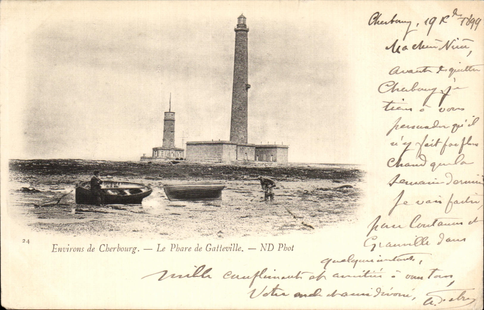 CPA Environs de Cherbourg Le Phare de Gatteville Carte 1899