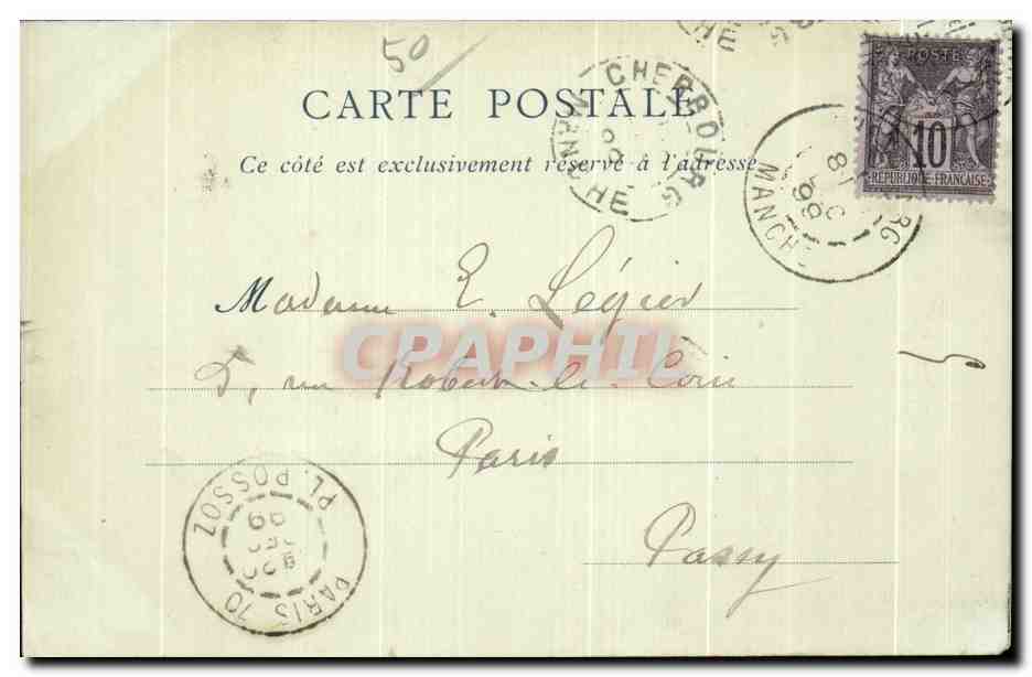 CPA Environs de Cherbourg Le Phare de Gatteville Carte 1899 — Rückseite