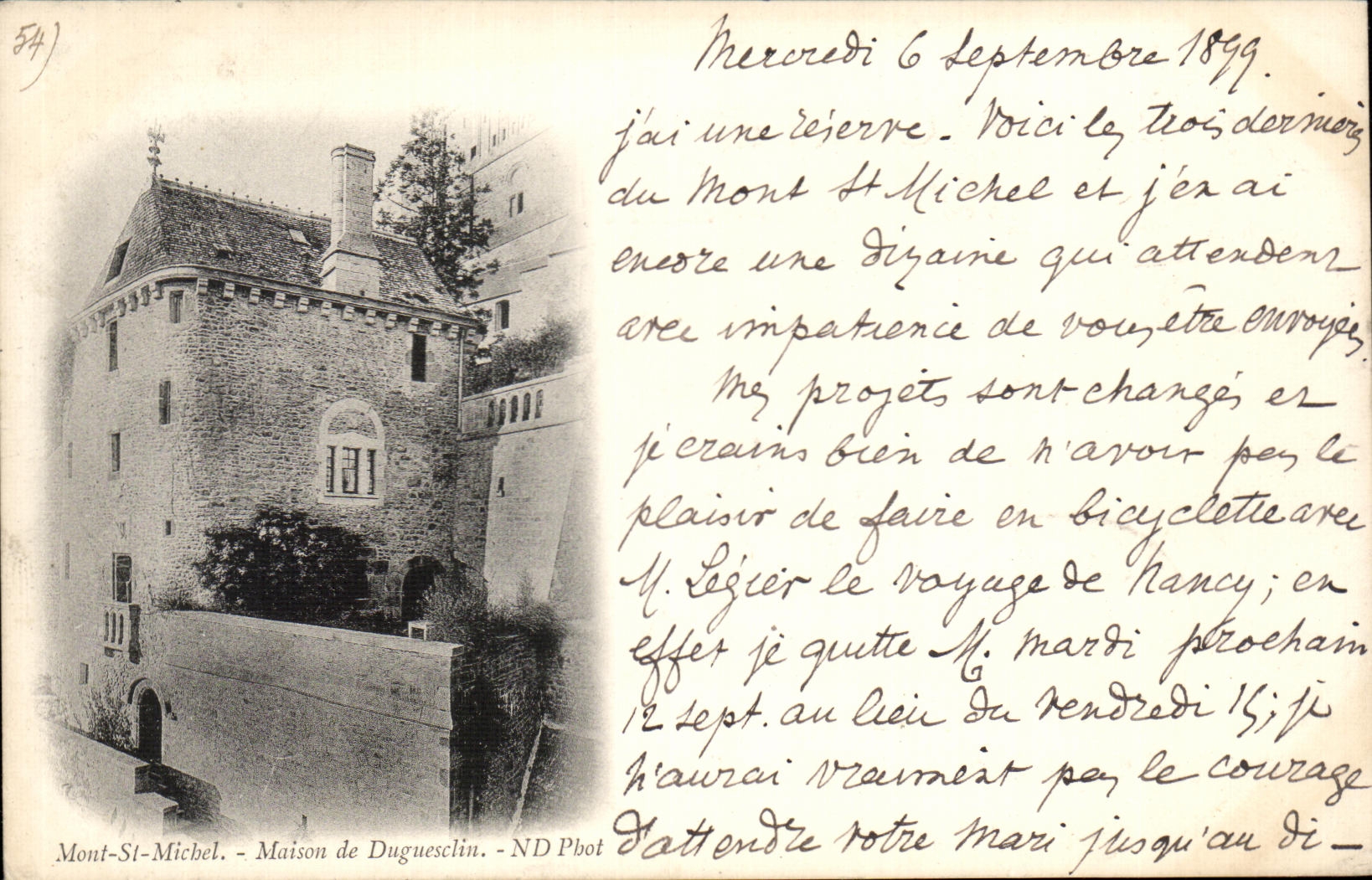 CPA Mont St Michel Maison de Duguesclin Carte 1899