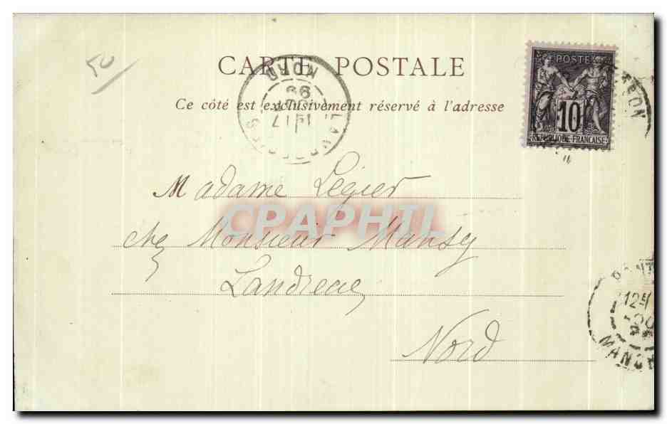 CPA Mont Saint Michel Cote du Sud Vue prise de la Digne Carte 1899 — Verso