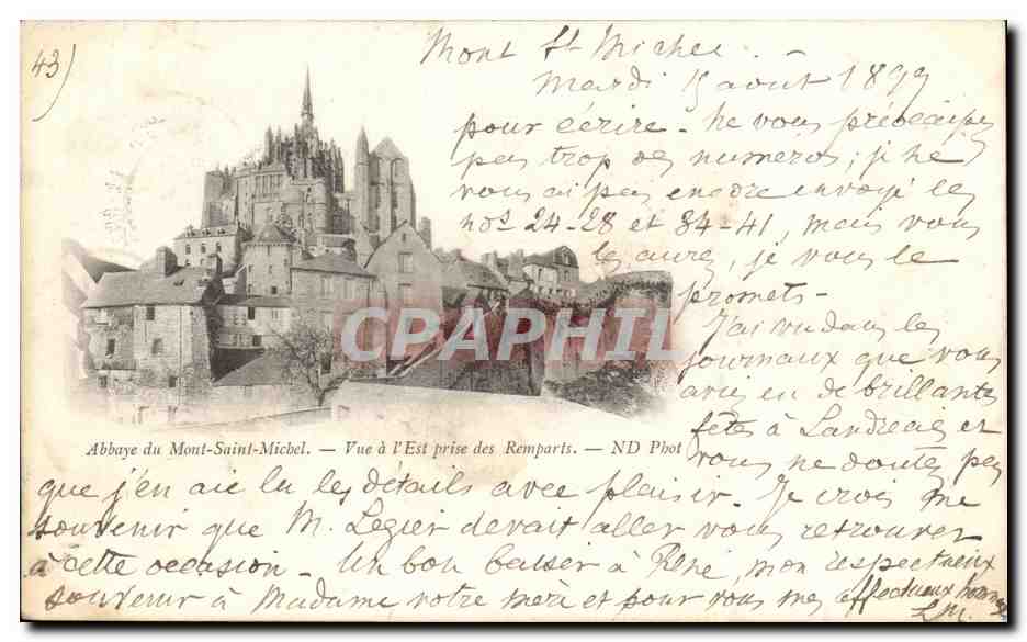 CPA Abbaye du Mont Saint Michel Vue a I Est prise des Remparts Carte 1899