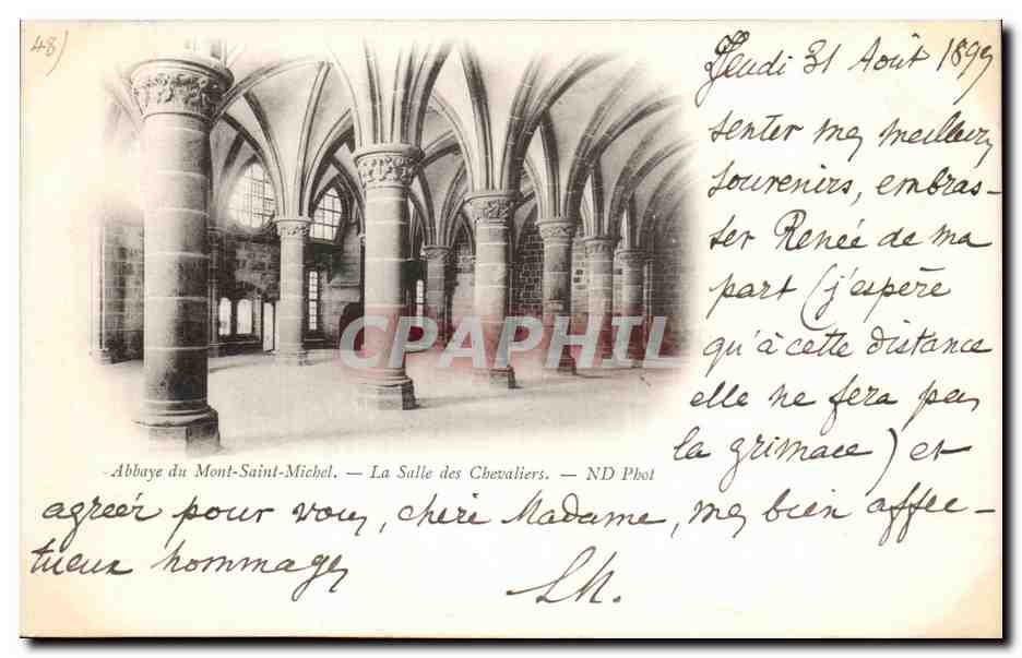 CPA Abbaye du Mont Saint Michel La Salle des Chavaliers Carte 1899