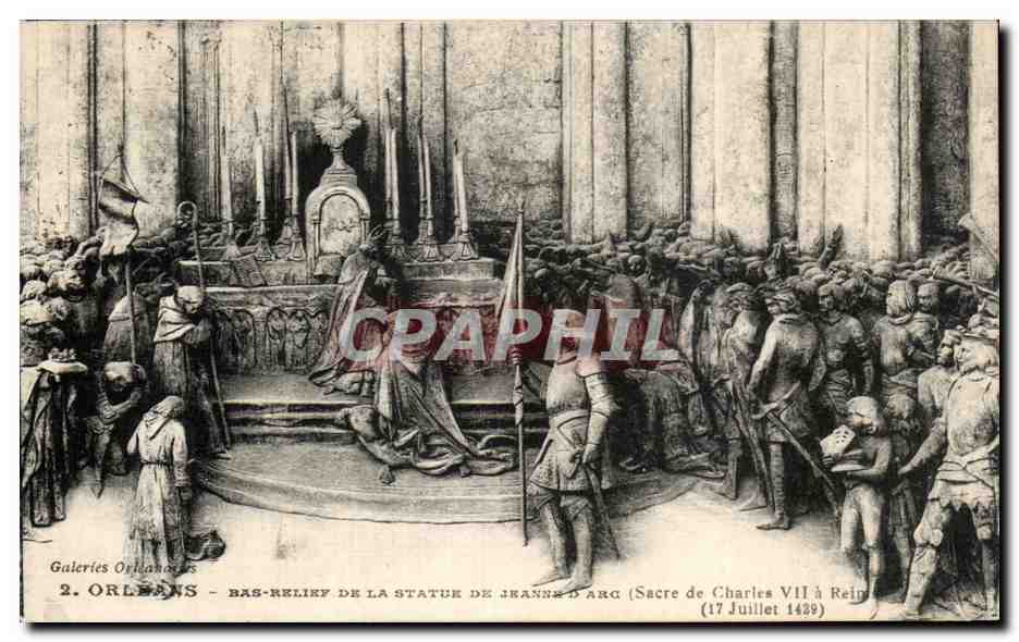 CPA Orleans Bas Relief de La Statue De Jeanne D Arc