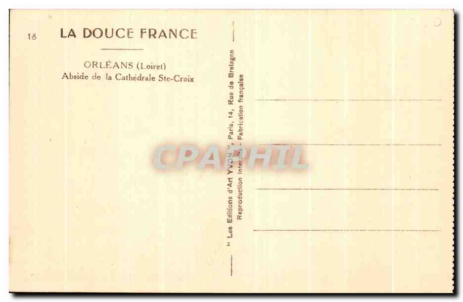 CPA Orleans Abside de la Cathedrale Ste Croix — Verso