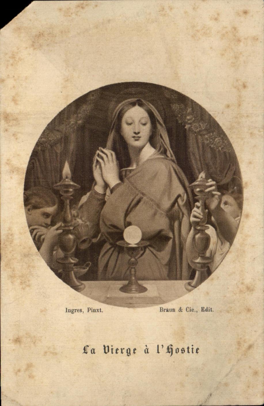 Souvenir Communion Mons en Barouel 1924 La Vierge a l hostie
