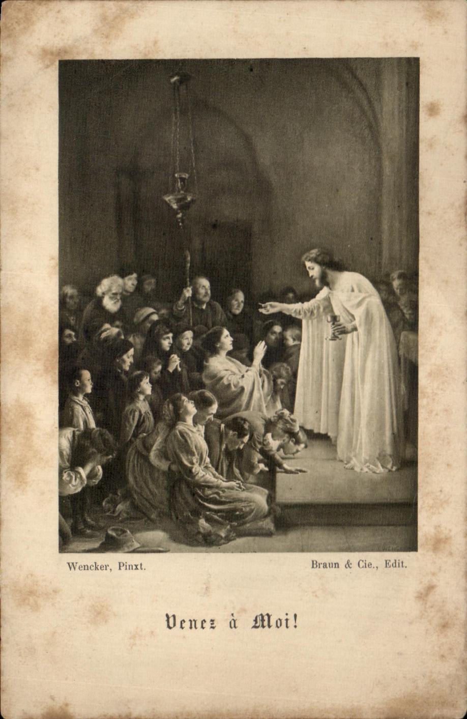 Souvenir Communion Mons en Barouel 1924 Venez a Moi Christ