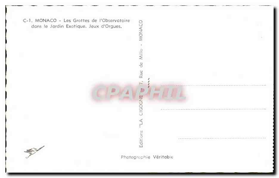 Les Grottes de l'Observatoire — Jardin Exotique — Editions Véritable — Rückseite