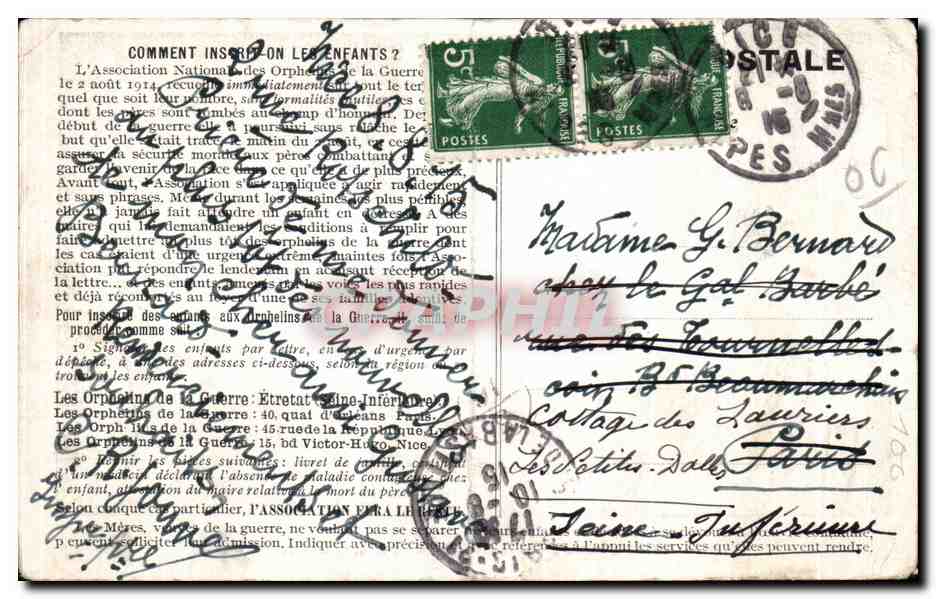 CPA La Pouponniere des Orphelins de la Guerre a Nice Infirmieres — Verso