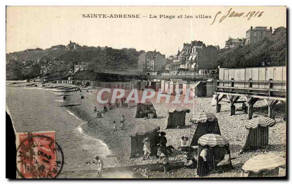 CPA Sainte Adresse La Plage et les Villas Enfants