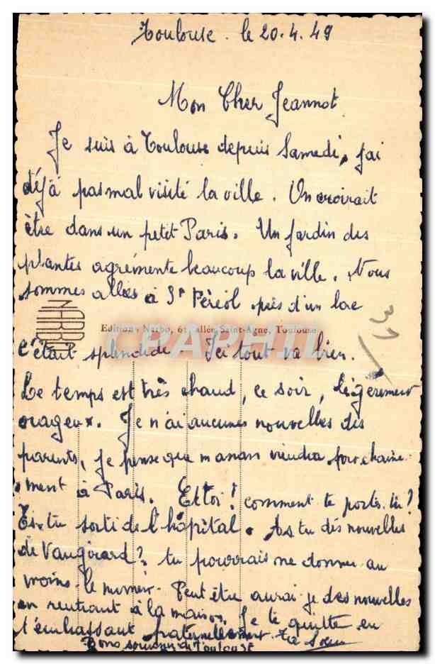 Toulouse - Place et façade du Capitole — éditeur Narboz, n°19 — Verso