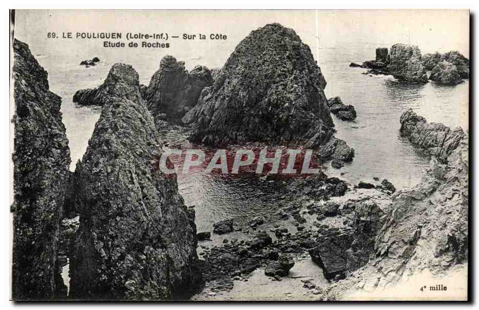CPA Le Pouliguen Sur la Cote Etude de Roches