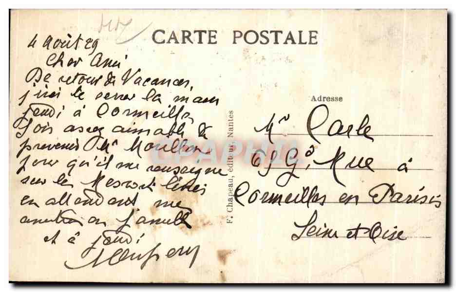CPA Le Pouliguen Sur la Cote Falalse Etude de Rochers — Verso