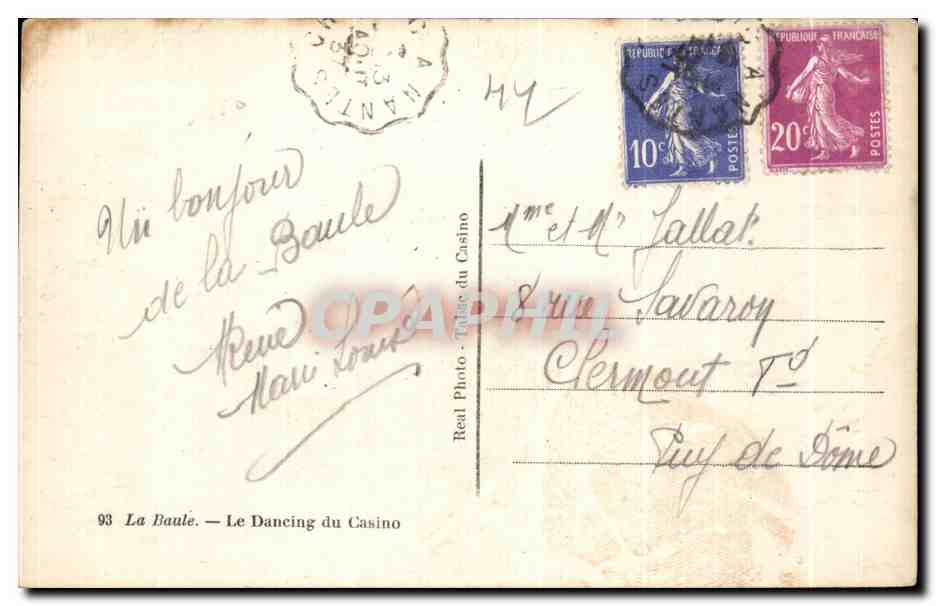 CPA La Baule Le Dancing du Casino — Verso