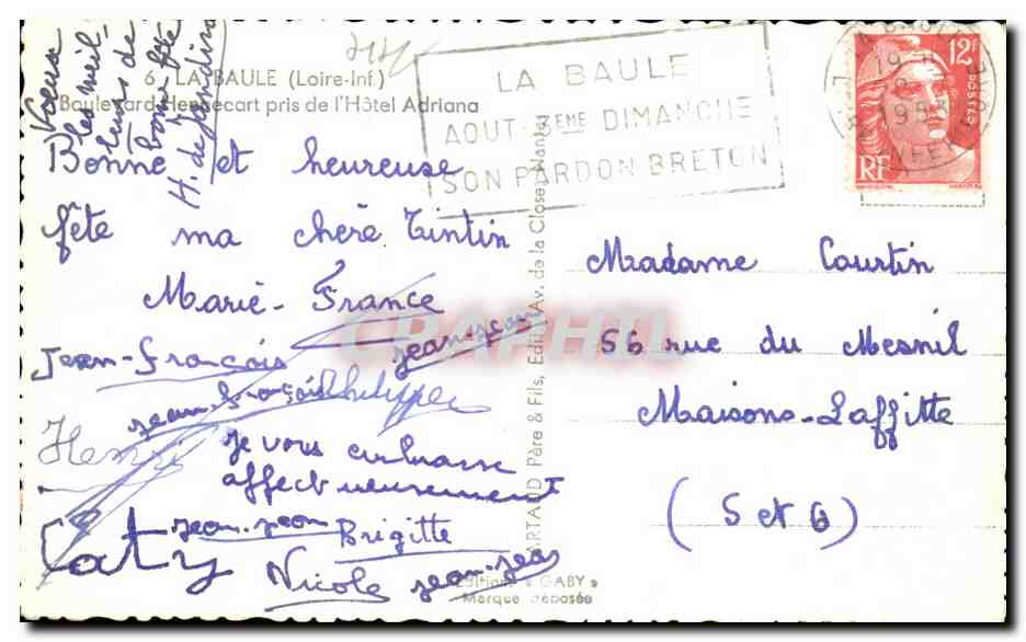 CPA La Baule La Baulevard Henaecart pris de l Hotel Adriana — Verso