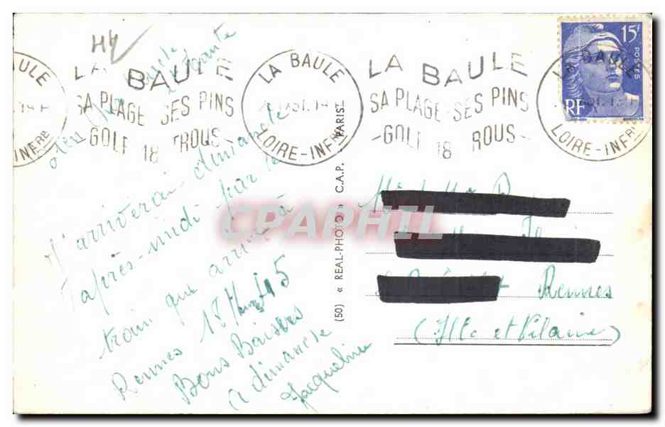 CPA La Baule La Place et le Boulevard de Esplanade — Verso
