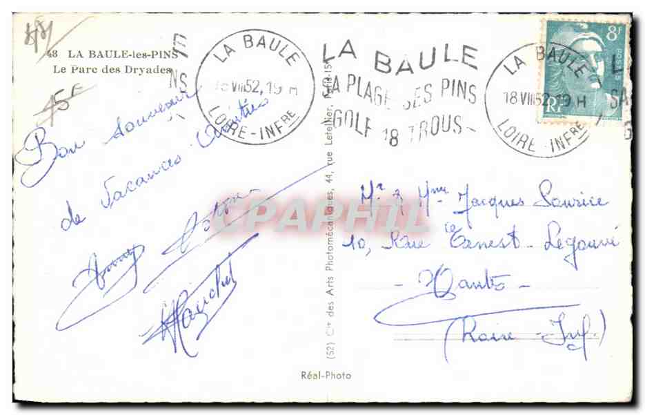 CPA La Baule les Pins Le Parc des Dryades — Back