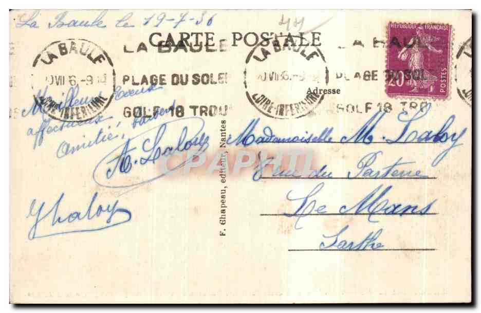 CPA La Baule sur Mer La neuvelle Poste Architecte M Dalessen Vue prise du Jardin de la Victoire — Rückseite