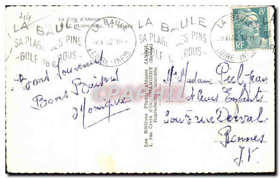 CPA La Cote d Amour La Baule La plage  — Rückseite