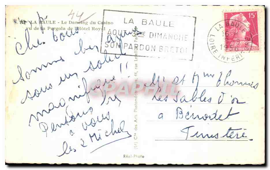 CPA La Baule Le Dancing du Casino Vu de la Pergola de l Hotel Royal — Rückseite