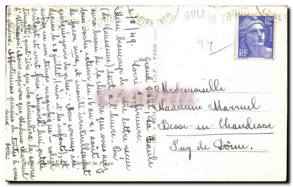 CPA La Baule Vue sur Plage — Verso