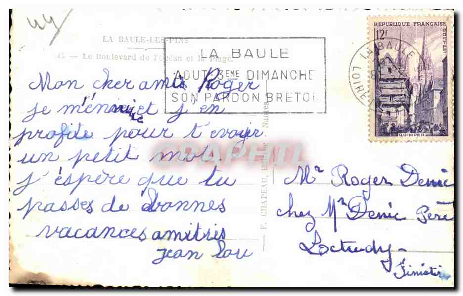 CPA La Baule Les Pens Le Boulevard de l Ocean et la Plage — Verso