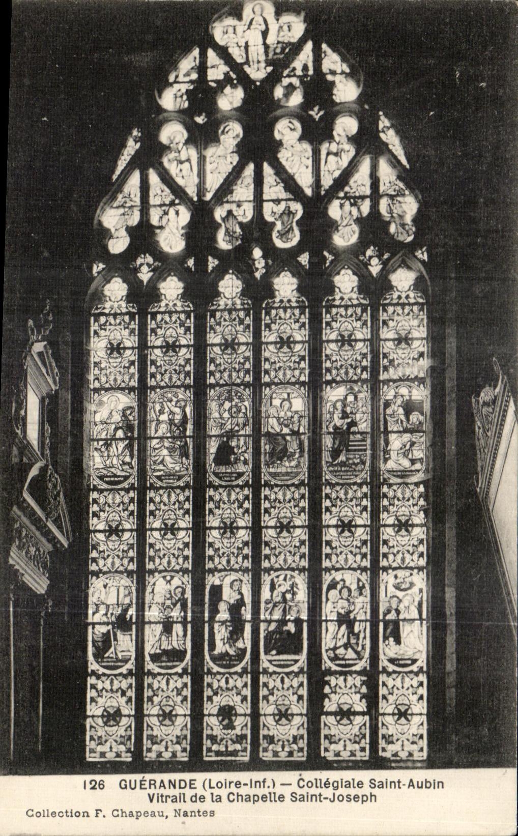 CPA Guerande Colleglale Saint Aubin Vitrail de la Chapelle Saint Joseph