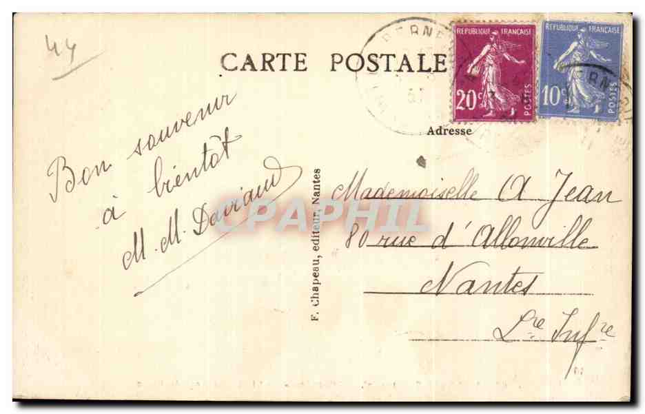 CPA La Bernerie Rochers Le Lit du Rol maree haute — Rückseite