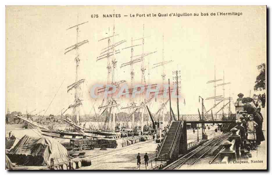 REPRO Nantes Le Port et le Qual d Alguillon au bas de l Hermitage Batea Voilier 