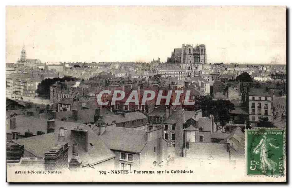 CPA Nantes Panorama sur la Cathedrale