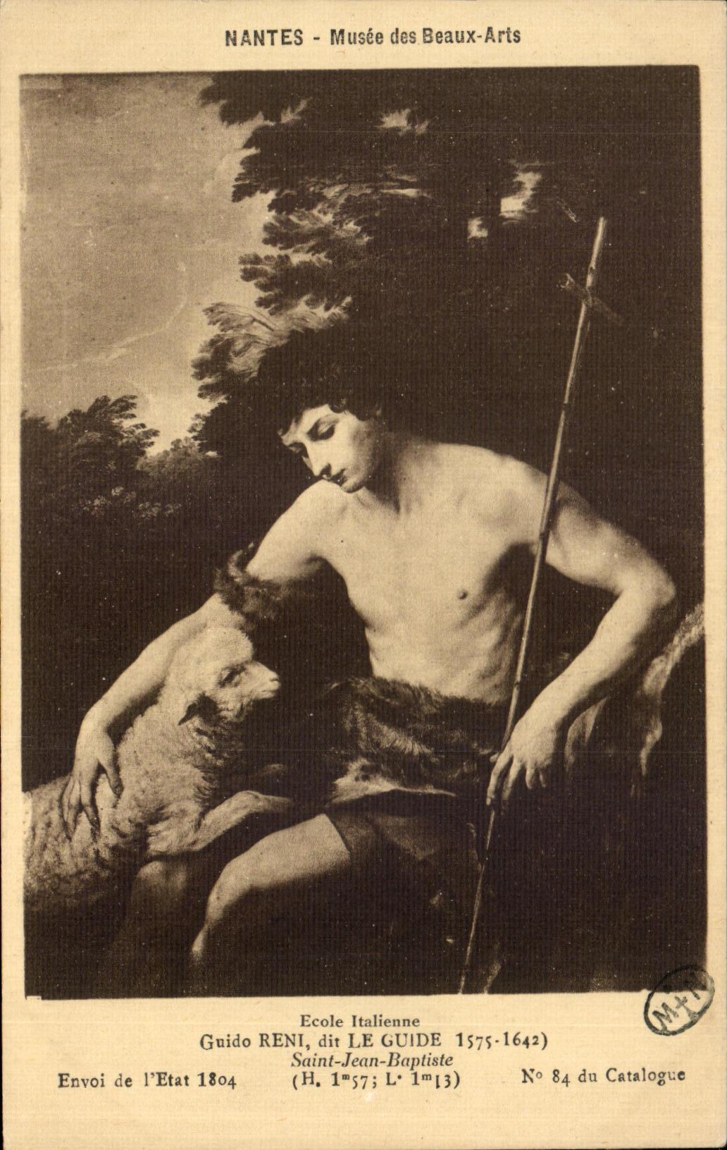 CPA Nantes Musee des Beaux Arts Ecole Italienne Guido Reni dit Le Guide 1575 1642 Saint Jean Baptiste Mouton Sheep