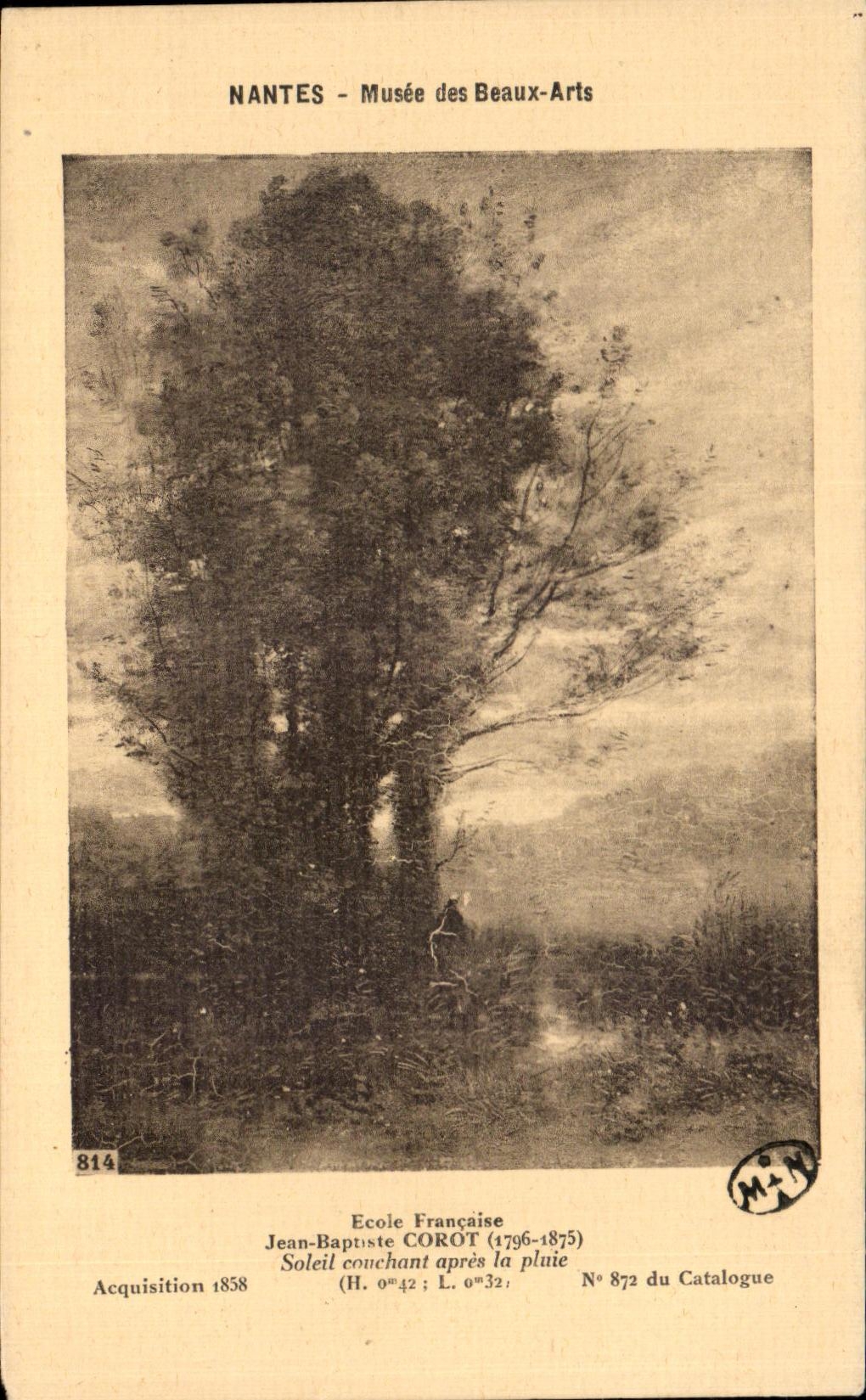 CPA Nantes Musee des Beaux Arts Ecole Francaise Jean Baptiste Corot 1796 1875 Soleil Conchant apres la Pluie